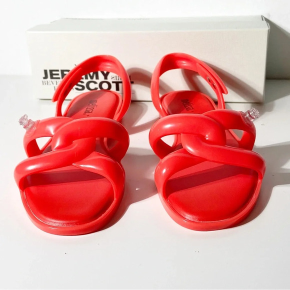 NWT Melissa + Jeremy Scott Tube Flat Sandals in Neon Orange size 7 - Picture 2 of 6